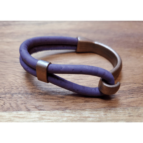 Purple Cork Copper Side Hook Bracelet